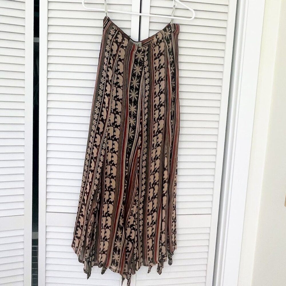 Jean Paul Maxi Skirt with Slits and Animal Print